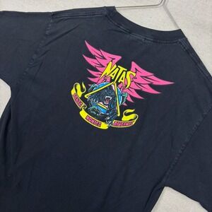 VTG Y2K Santa Monica Airlines Black Graphic T Shirt Mens Large Skateboard Skate